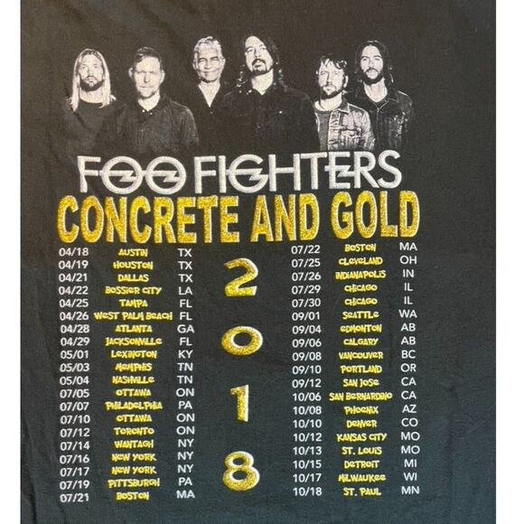 FOO FIGHTERS Concrete Gold Tour‎ T-Shirt Mens (L) 2018 GILDAN Cotton Merch Grohl - Picture 4 of 7